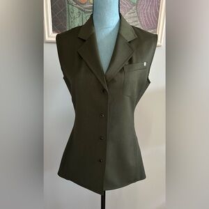 Helmut Lang Modest Vest 100% Virgin Wool Size 10 Color Green Malange NWT
